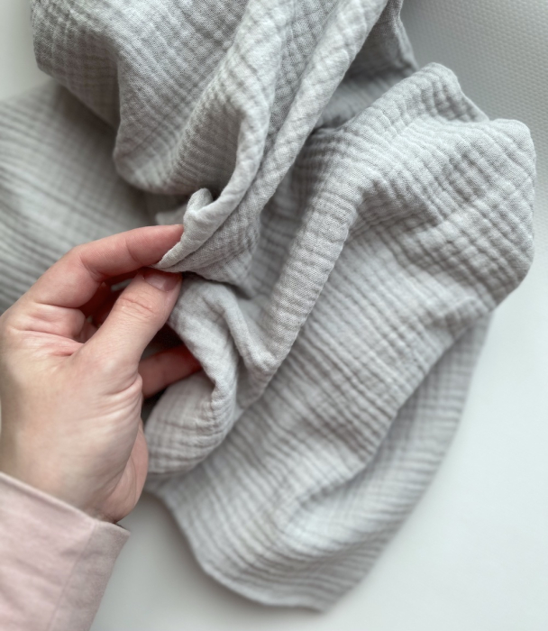 Double gaze de coton BIO unie gris perle Tissus issus de l'agriculture biologique  - 2