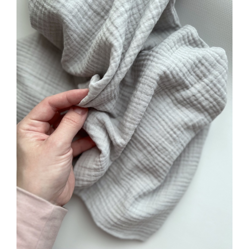 Double gaze de coton BIO unie gris perle Tissus issus de l'agriculture biologique  - 2