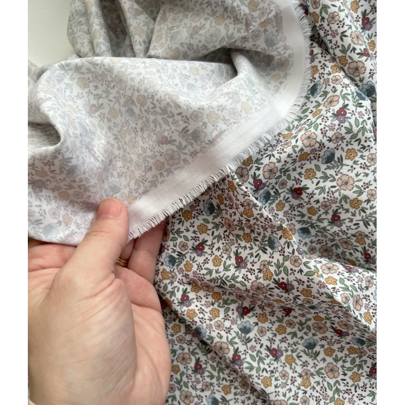 Odilie - Batiste de coton SILKYNE à imprimé fleuri Tissus issus de l'agriculture biologique  - 3