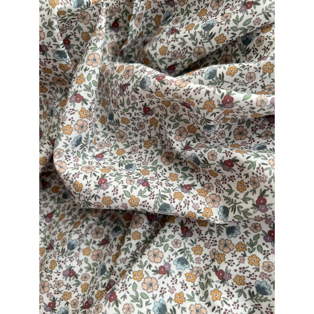 Odilie - Batiste de coton SILKYNE à imprimé fleuri Tissus issus de l'agriculture biologique  - 5