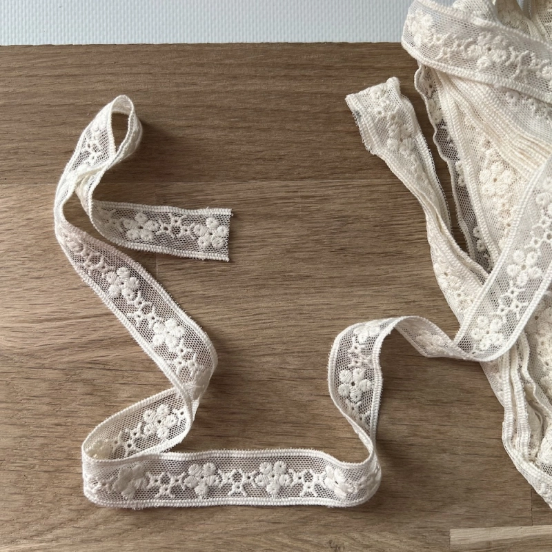 Galon tulle souple crème broderie coton brodé 19mm x 1m Batikou - 4