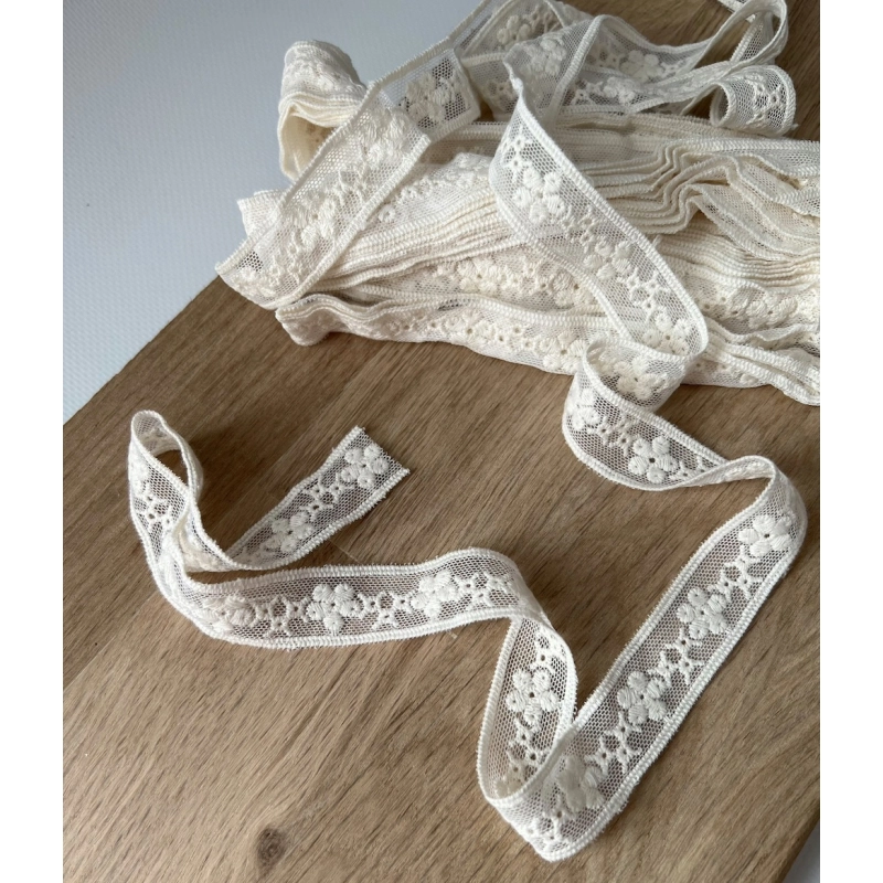 Galon tulle souple crème broderie coton brodé 19mm x 1m Batikou - 5