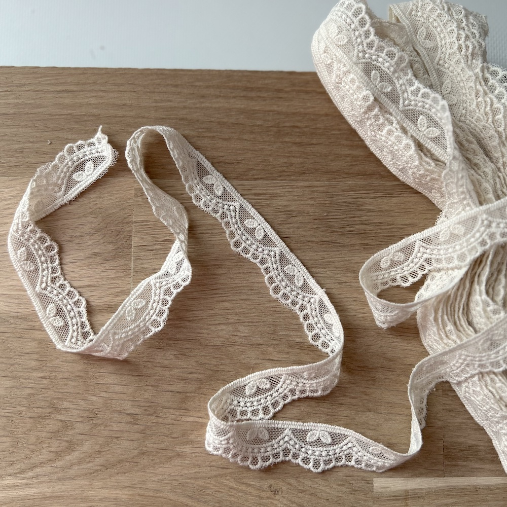 Galon tulle souple crème broderie coton brodé 20mm x 1m Batikou - 1