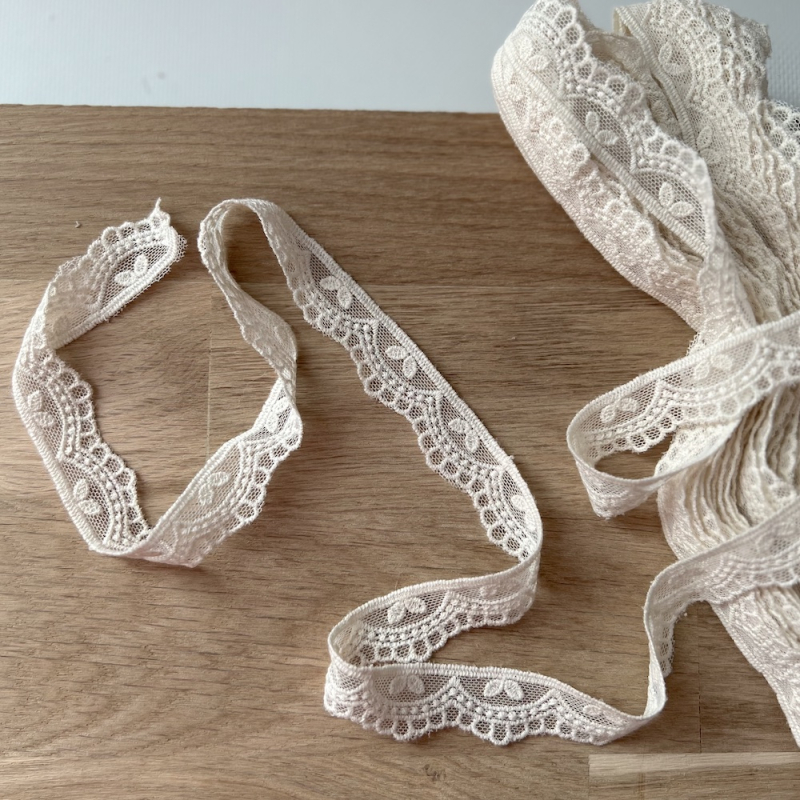 Galon tulle souple crème broderie coton brodé 20mm x 1m Batikou - 1