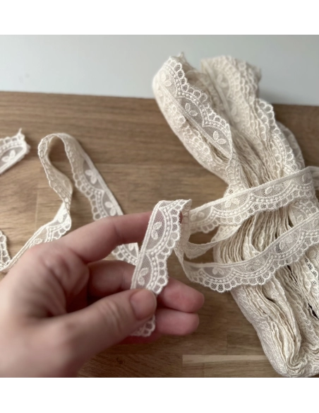 Galon tulle souple crème broderie coton brodé 20mm x 1m Batikou - 2