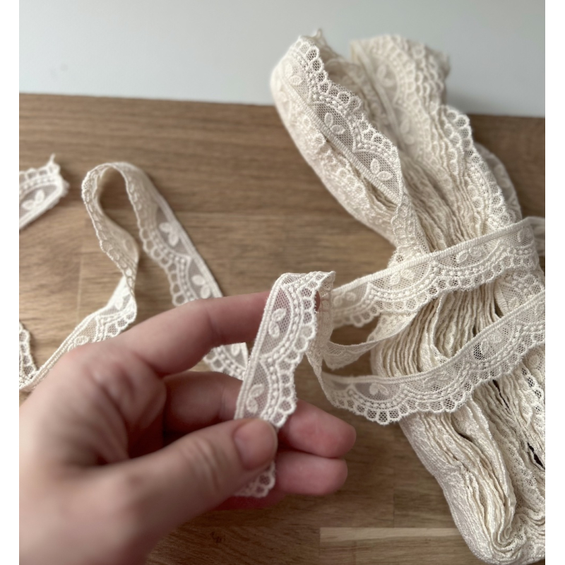 Galon tulle souple crème broderie coton brodé 20mm x 1m Batikou - 2