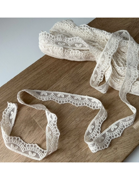 Galon tulle souple crème broderie coton brodé 20mm x 1m Batikou - 4