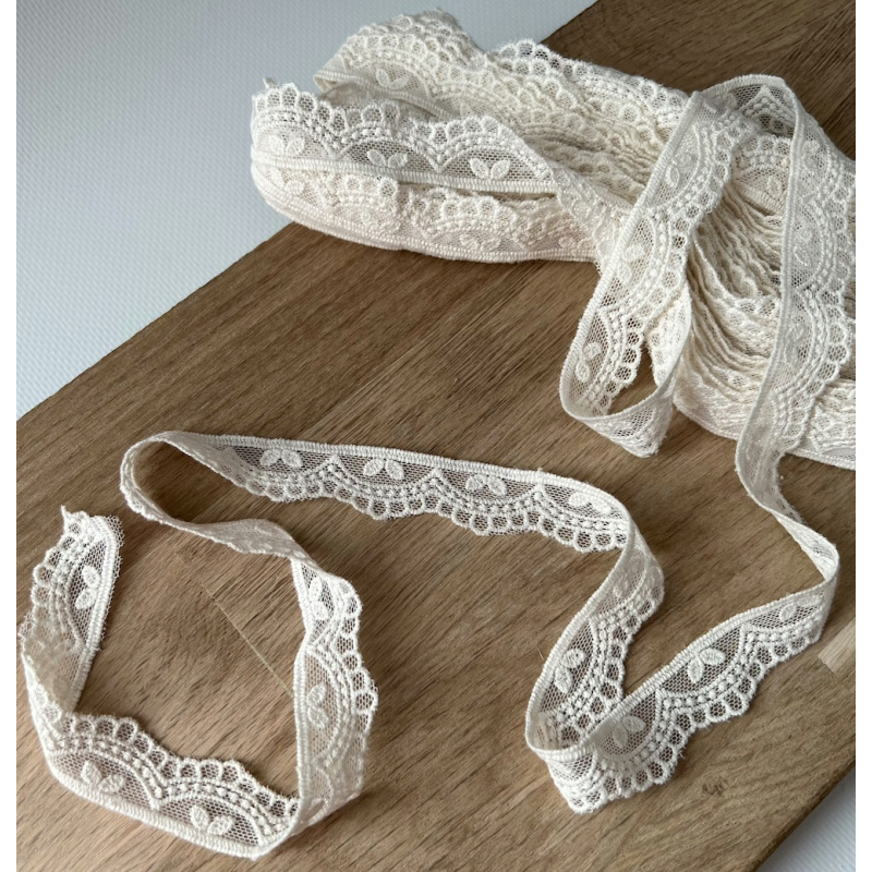 Galon tulle souple crème broderie coton brodé 20mm x 1m Batikou - 4