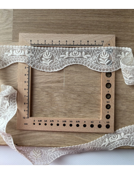 Galon tulle souple crème broderie coton brodé 35mm x 1m Batikou - 4