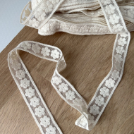 Galon tulle souple écru broderie coton brodé 20mm x 1m Batikou - 1