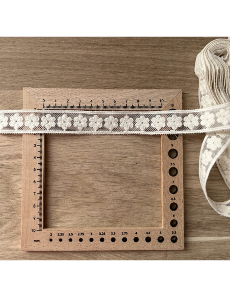 Galon tulle souple écru broderie coton brodé 20mm x 1m Batikou - 2