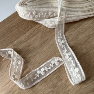 Galon tulle souple crème broderie coton brodé 19mm x 1m Batikou - 1