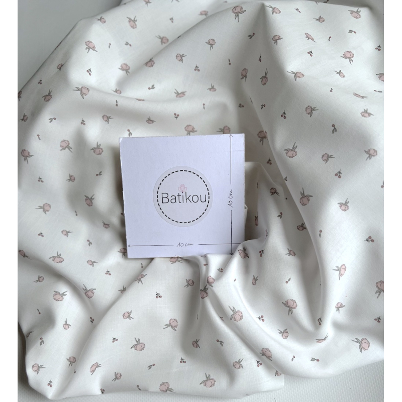 Peony - Batiste de coton BIO imprimé exclusif Tissus issus de l'agriculture biologique  - 4