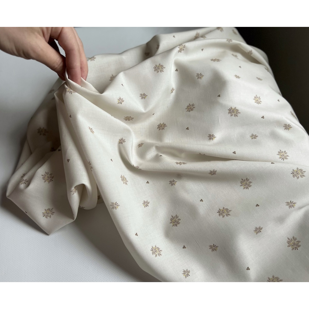 Marcel - Batiste de coton BIO Silkyne imprimé exclusif fond beige Tissus issus de l'agriculture biologique  - 3