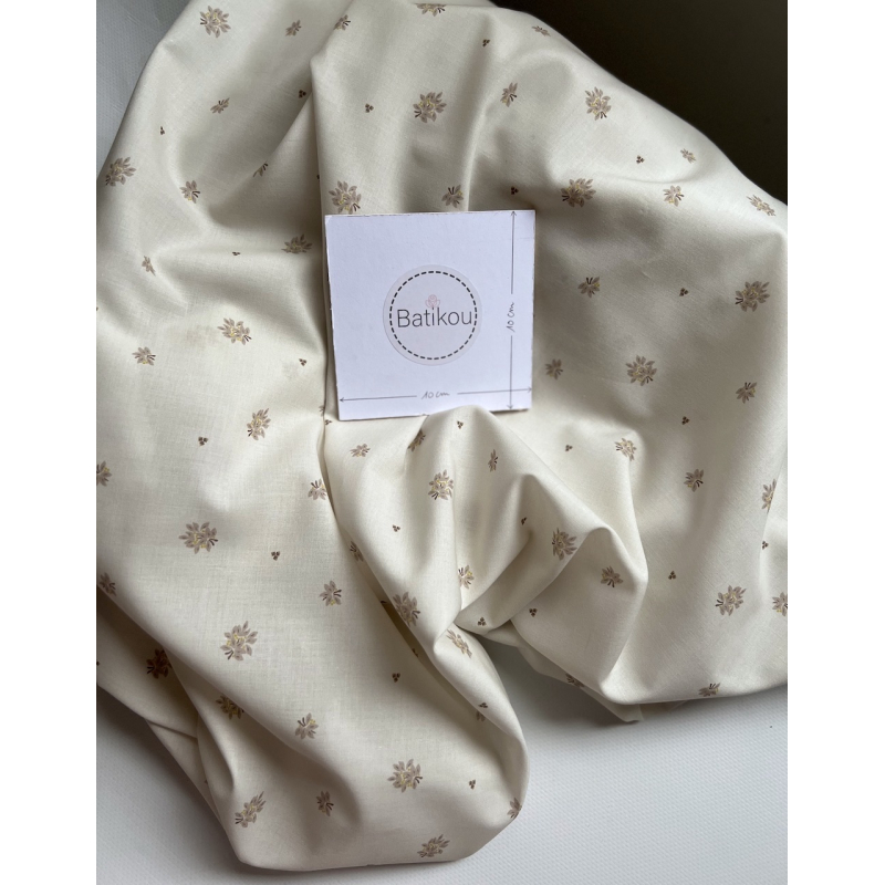 Marcel - Batiste de coton BIO Silkyne imprimé exclusif fond beige Tissus issus de l'agriculture biologique  - 4