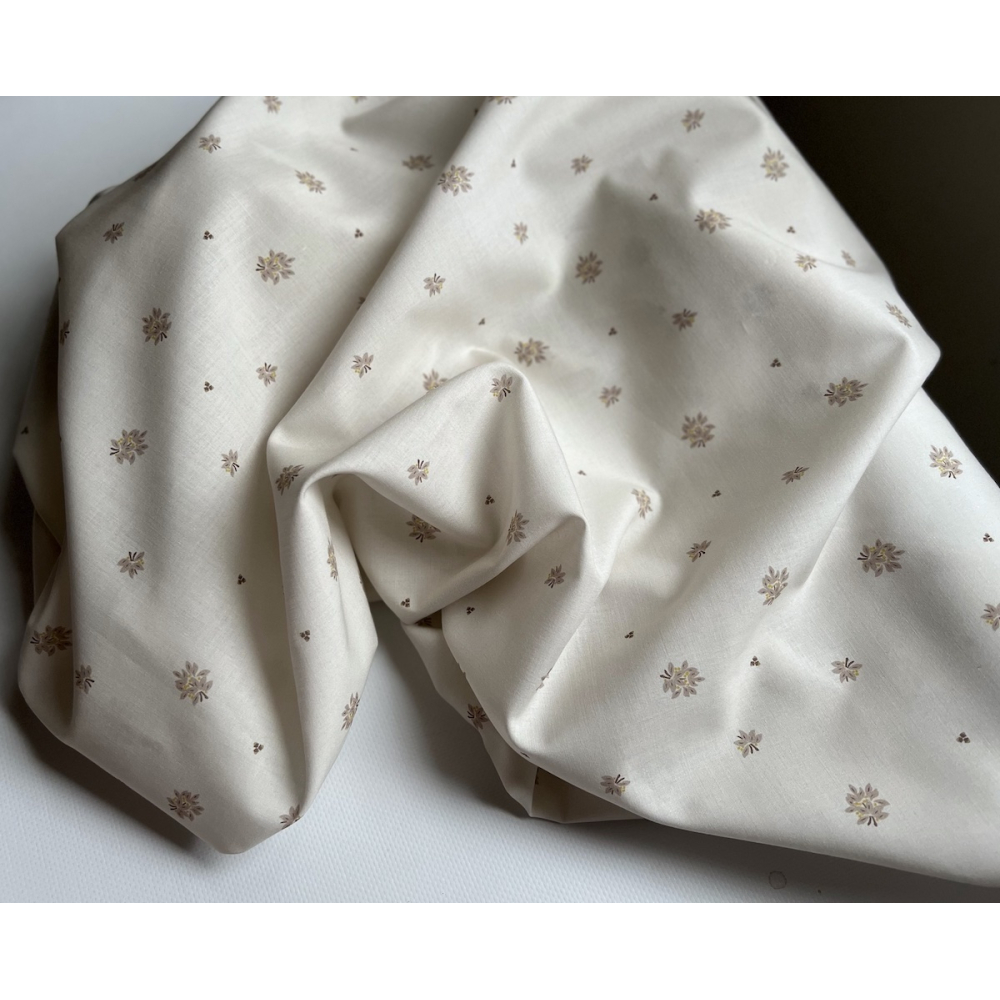 Marcel - Batiste de coton BIO Silkyne imprimé exclusif fond beige Tissus issus de l'agriculture biologique  - 5