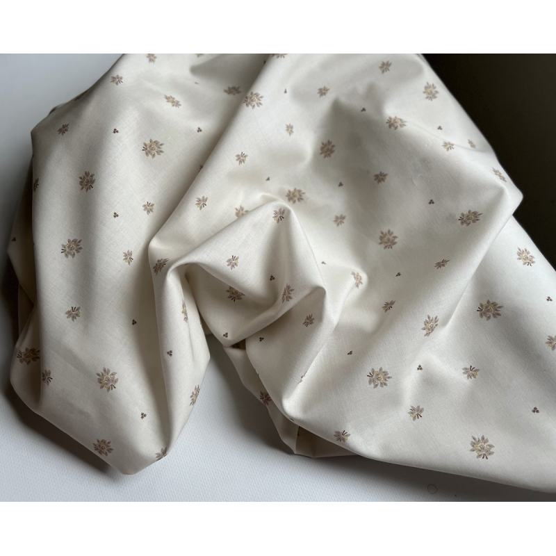 Marcel - Batiste de coton BIO Silkyne imprimé exclusif fond beige Tissus issus de l'agriculture biologique  - 5