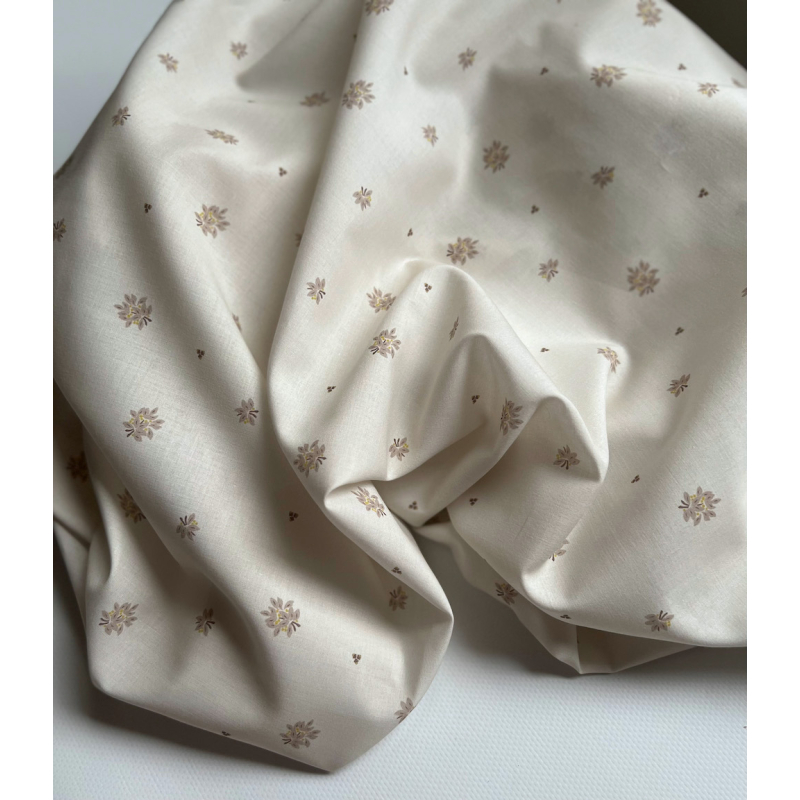 Marcel - Batiste de coton BIO Silkyne imprimé exclusif fond beige Tissus issus de l'agriculture biologique  - 6
