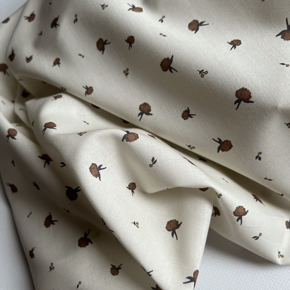 Peony - Batiste de coton BIO Silkyne imprimé exclusif CUIR Tissus issus de l'agriculture biologique  - 1