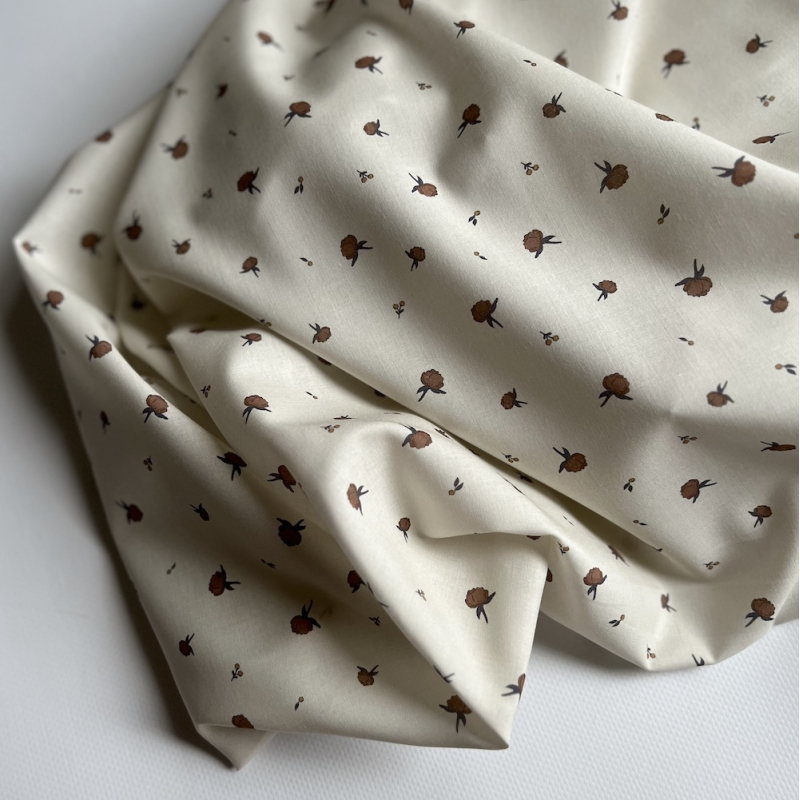 Peony - Batiste de coton BIO Silkyne imprimé exclusif CUIR Tissus issus de l'agriculture biologique  - 4