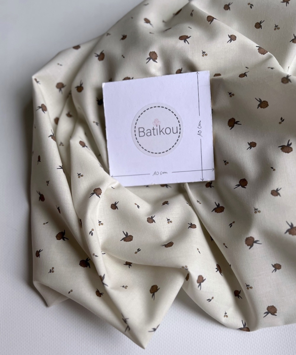 Peony - Batiste de coton BIO Silkyne imprimé exclusif CUIR Tissus issus de l'agriculture biologique  - 5