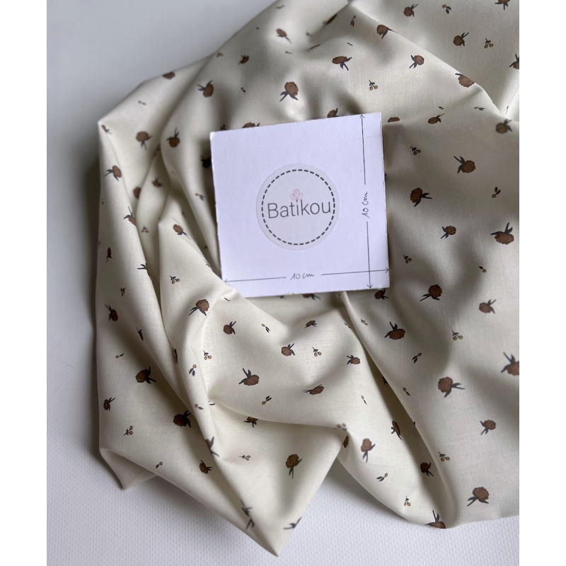 Peony - Batiste de coton BIO Silkyne imprimé exclusif CUIR Tissus issus de l'agriculture biologique  - 5