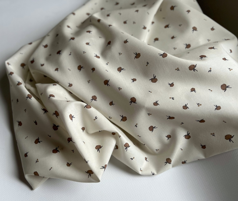 Peony - Batiste de coton BIO Silkyne imprimé exclusif CUIR Tissus issus de l'agriculture biologique  - 7