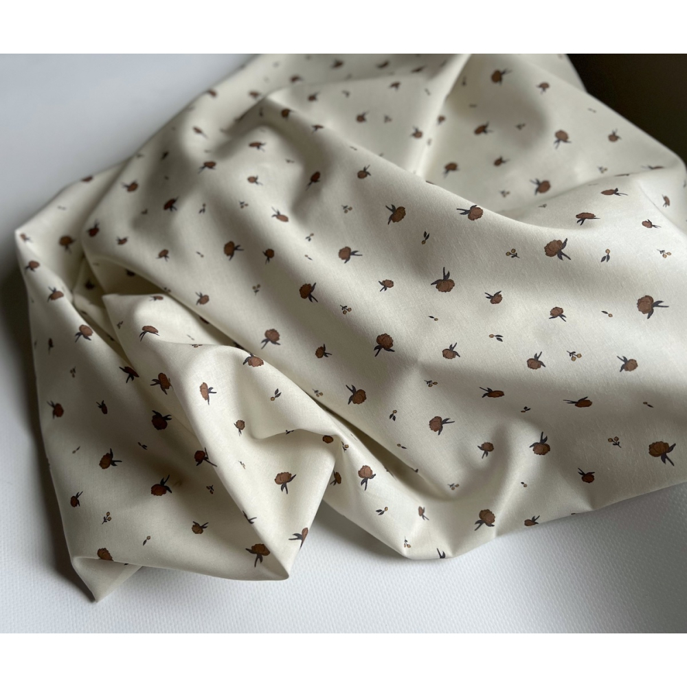 Peony - Batiste de coton BIO Silkyne imprimé exclusif CUIR Tissus issus de l'agriculture biologique  - 7