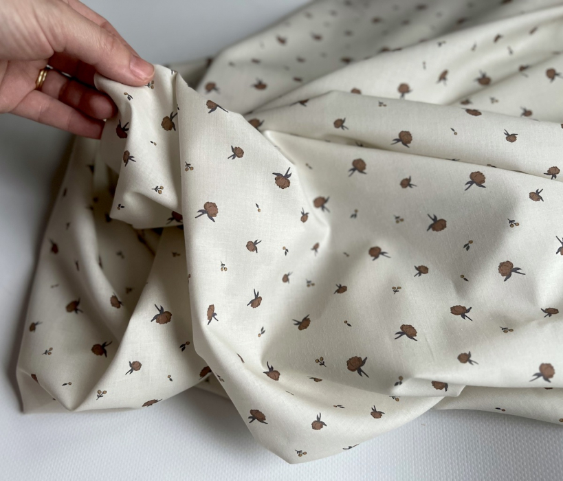 Peony - Batiste de coton BIO Silkyne imprimé exclusif CUIR Tissus issus de l'agriculture biologique  - 8