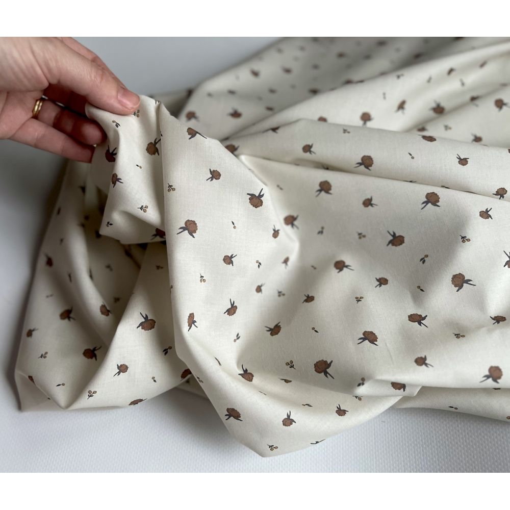 Peony - Batiste de coton BIO Silkyne imprimé exclusif CUIR Tissus issus de l'agriculture biologique  - 8