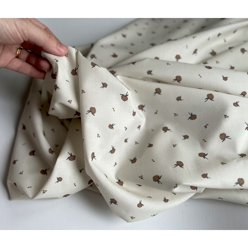 Peony - Batiste de coton BIO Silkyne imprimé exclusif CUIR Tissus issus de l'agriculture biologique  - 8