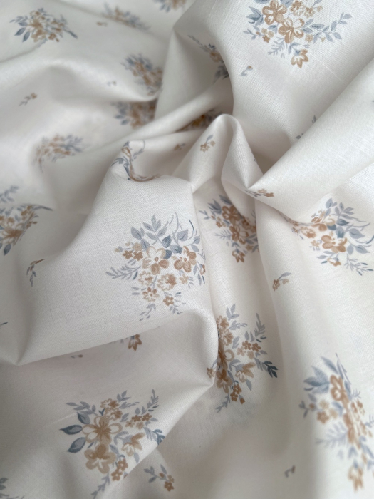 Estelle - Batiste de coton Silkyne BIO imprimé exclusif bleu/marron Batikou - 2