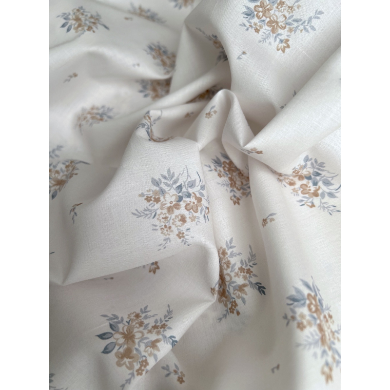 Estelle - Batiste de coton Silkyne BIO imprimé exclusif bleu/marron Batikou - 2