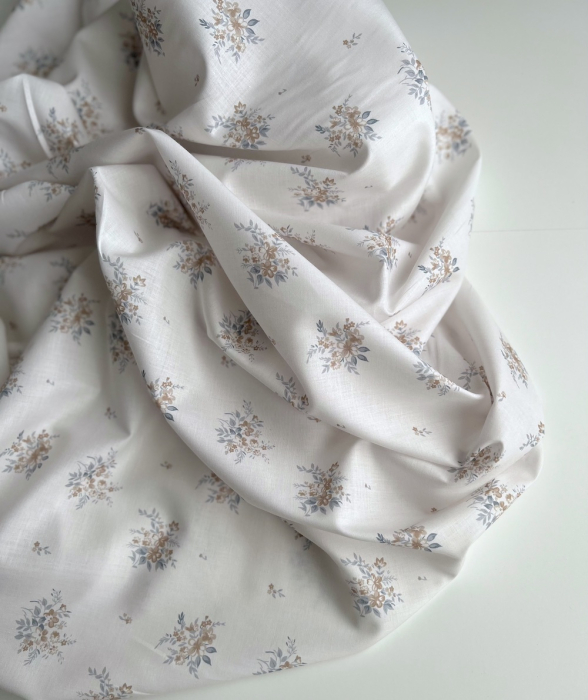 Estelle - Batiste de coton Silkyne BIO imprimé exclusif bleu/marron Batikou - 4