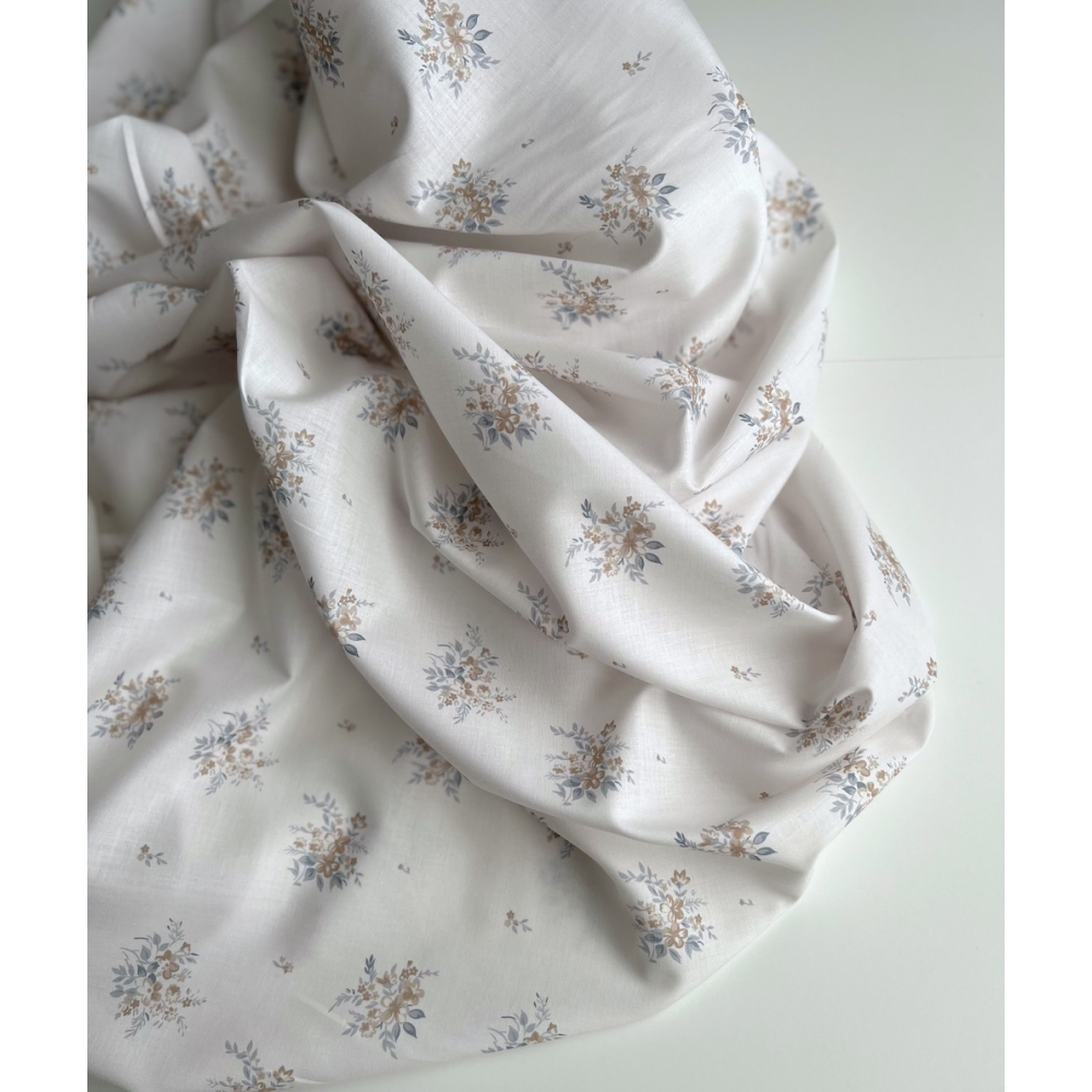 Estelle - Batiste de coton Silkyne BIO imprimé exclusif bleu/marron Batikou - 4