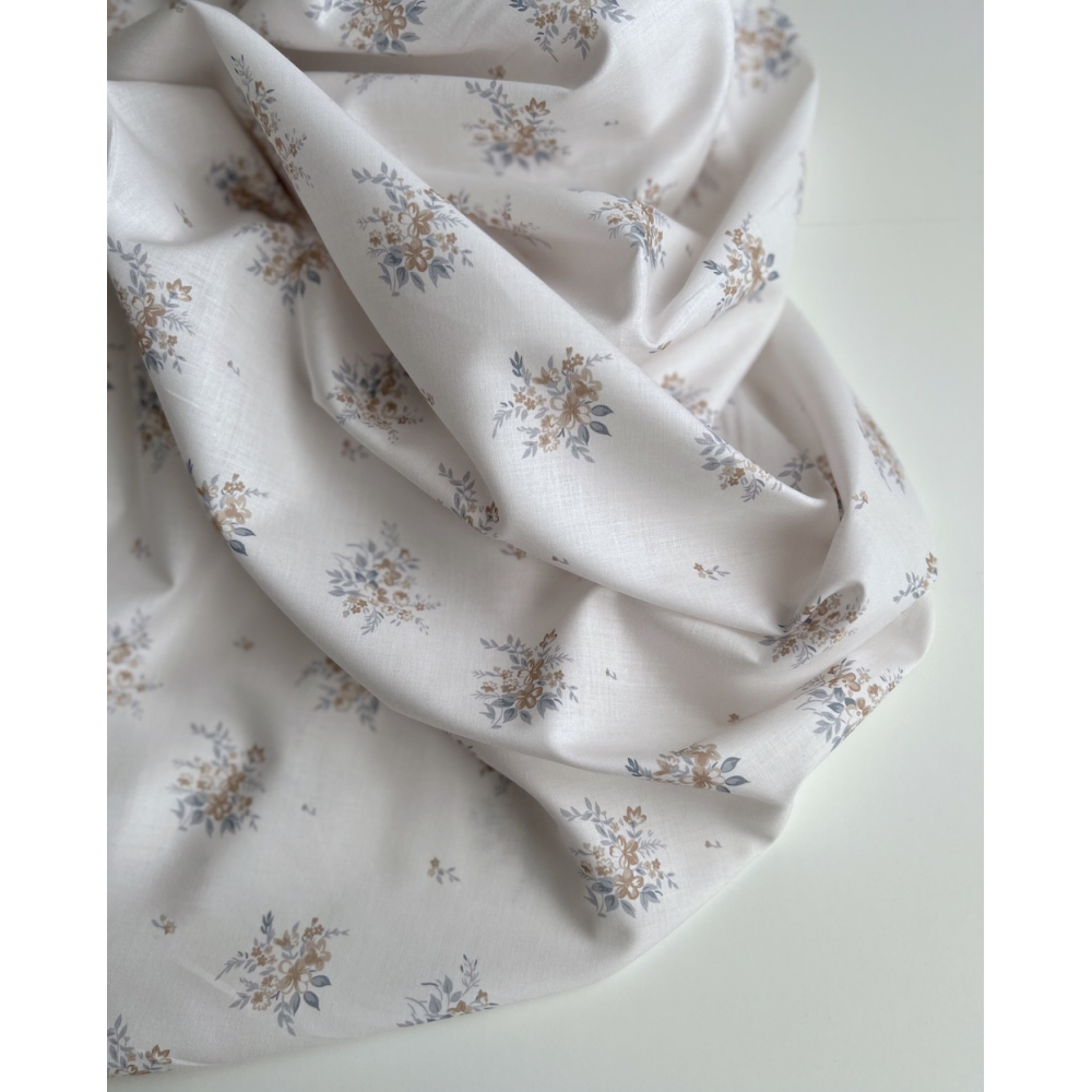 Estelle - Batiste de coton Silkyne BIO imprimé exclusif bleu/marron Batikou - 5