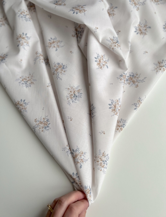 Estelle - Batiste de coton Silkyne BIO imprimé exclusif bleu/marron Batikou - 6