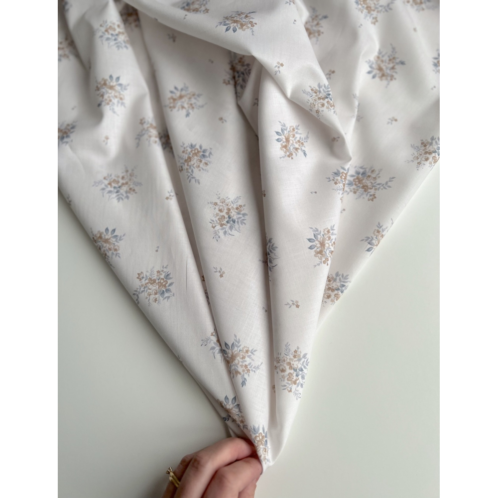 Estelle - Batiste de coton Silkyne BIO imprimé exclusif bleu/marron Batikou - 6