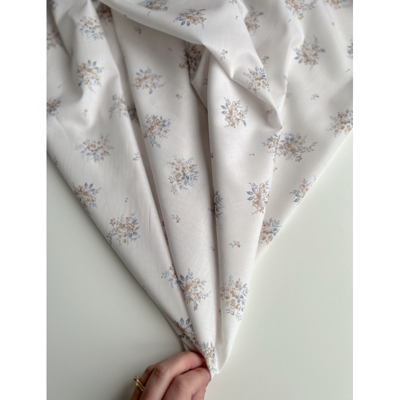 Estelle - Batiste de coton Silkyne BIO imprimé exclusif bleu/marron Batikou - 6