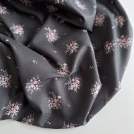 Estelle - Batiste de coton Silkyne BIO imprimé exclusif Anthracite/rose Batikou - 1