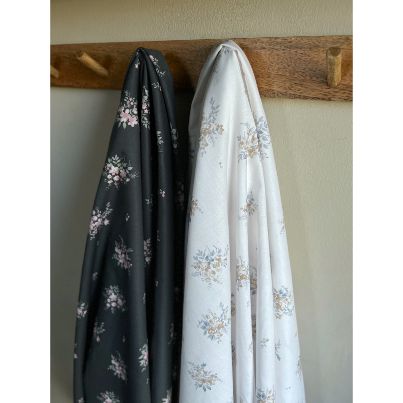 Estelle - Batiste de coton Silkyne BIO imprimé exclusif Anthracite/rose Batikou - 10