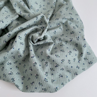 Margot - Seersucker / Coton gaufré doux vert menthe motif fleuri Batikou - 1