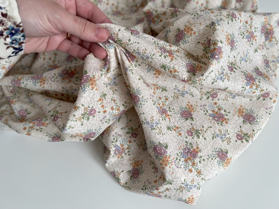 Jeanne - Batiste de coton bio SILKYNE à imprimé fleuri orangé Tissus issus de l'agriculture biologique  - 2