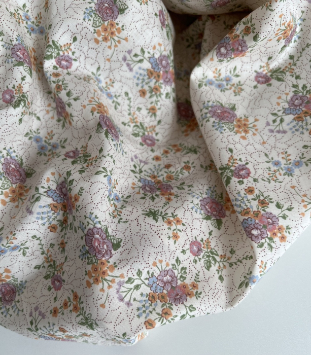 Jeanne - Batiste de coton bio SILKYNE à imprimé fleuri orangé Tissus issus de l'agriculture biologique  - 4