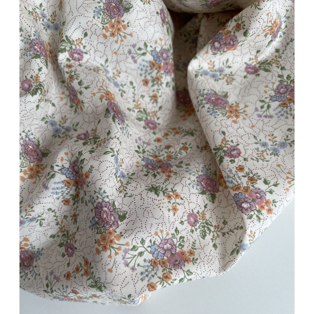 Jeanne - Batiste de coton bio SILKYNE à imprimé fleuri orangé Tissus issus de l'agriculture biologique  - 4