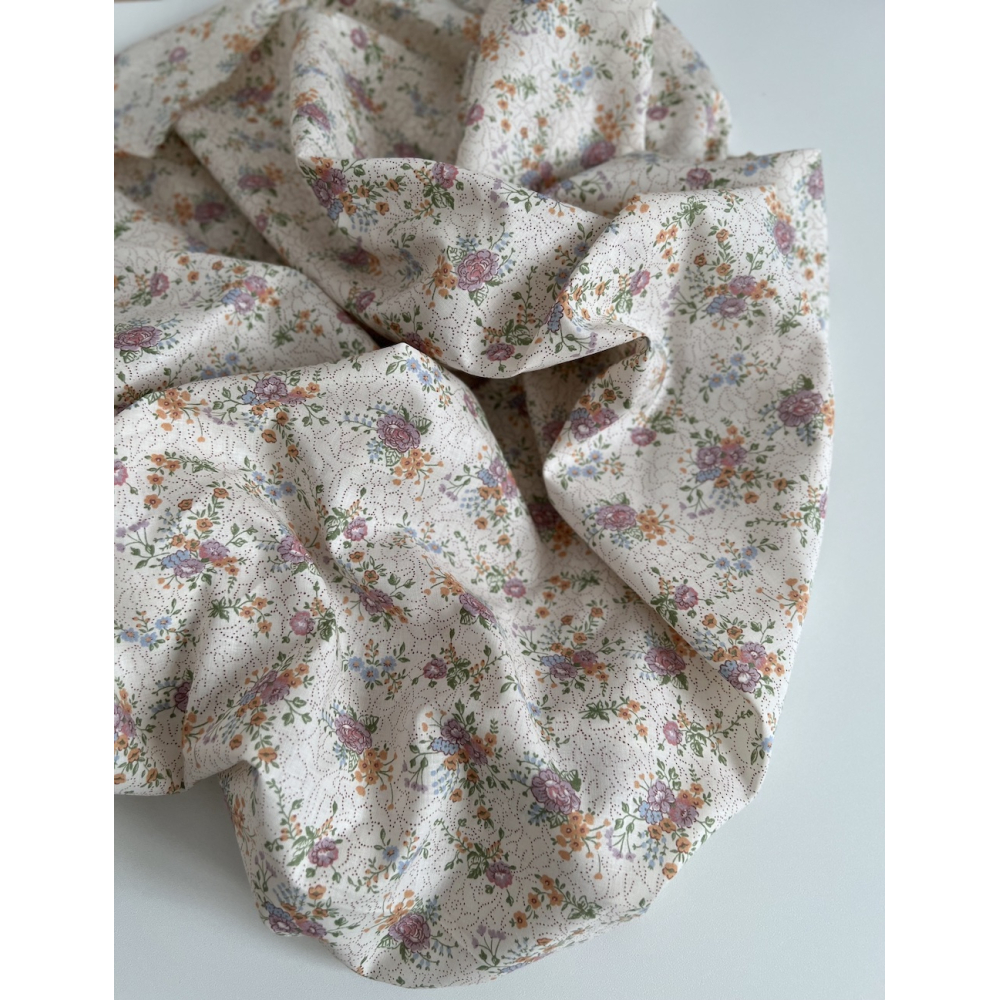 Jeanne - Batiste de coton bio SILKYNE à imprimé fleuri orangé Tissus issus de l'agriculture biologique  - 5