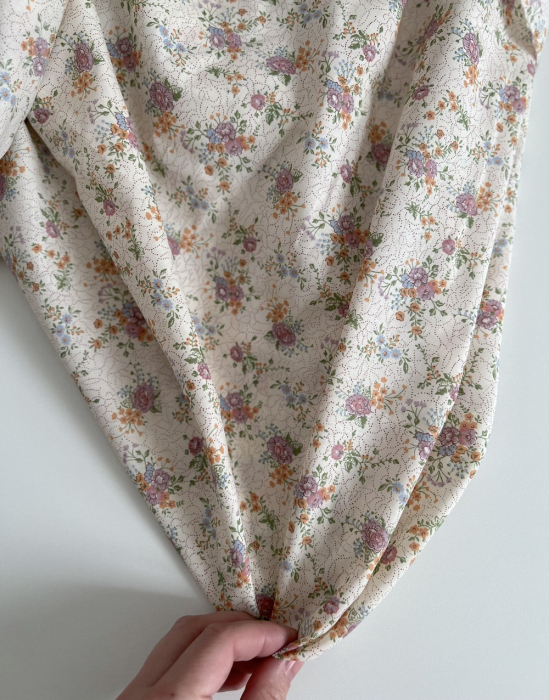 Jeanne - Batiste de coton bio SILKYNE à imprimé fleuri orangé Tissus issus de l'agriculture biologique  - 6