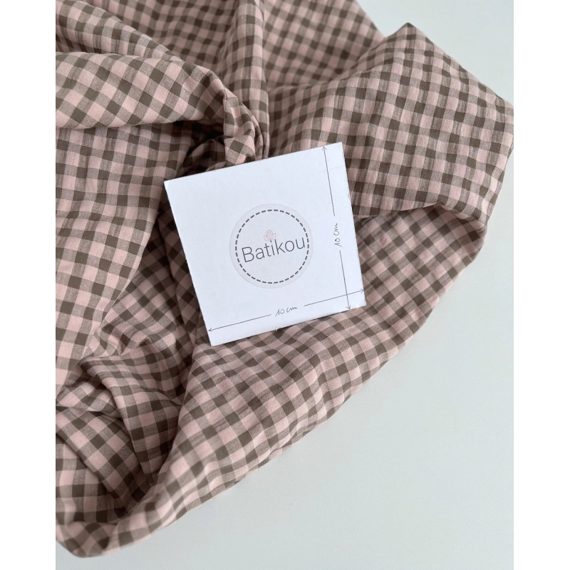 Seersucker / Coton gaufré vichy kaki / nude Batikou - 2