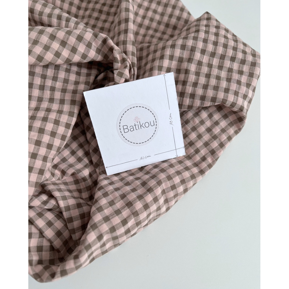 Seersucker / Coton gaufré vichy kaki / nude Batikou - 2