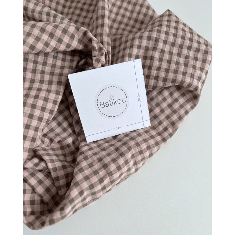 Seersucker / Coton gaufré vichy kaki / nude Batikou - 2